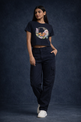 Crop Tee – “Butterfly Design Printed”