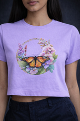 Crop Tee – “Butterfly Design Printed”