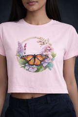 Crop Tee – “Butterfly Design Printed”