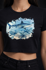 Crop Tee – "Fish Floating Printed"