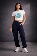 Crop Tee – "Fish Floating Printed"