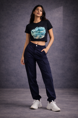 Crop Tee – "Fish Floating Printed"