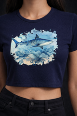 Crop Tee – "Fish Floating Printed"