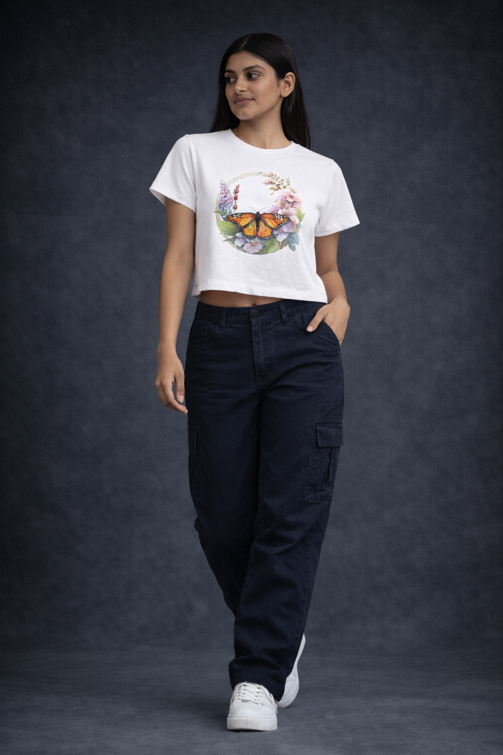 Crop Tee – “Butterfly Design Printed”
