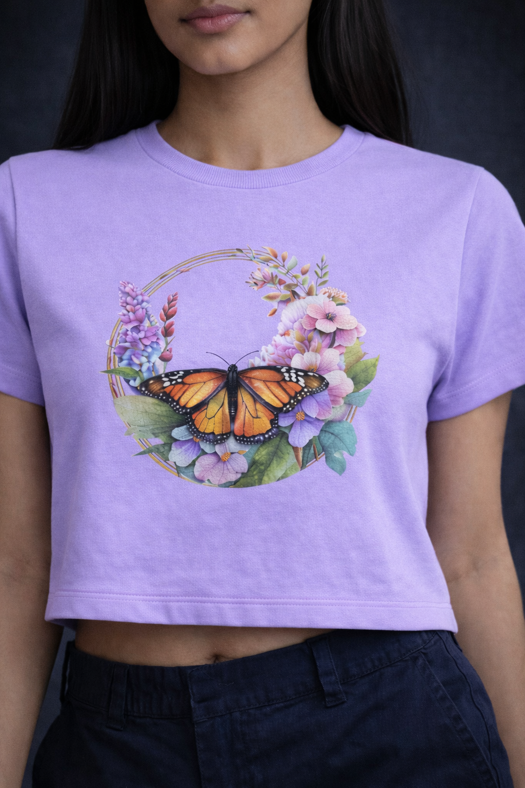 Crop Tee – “Butterfly Design Printed”