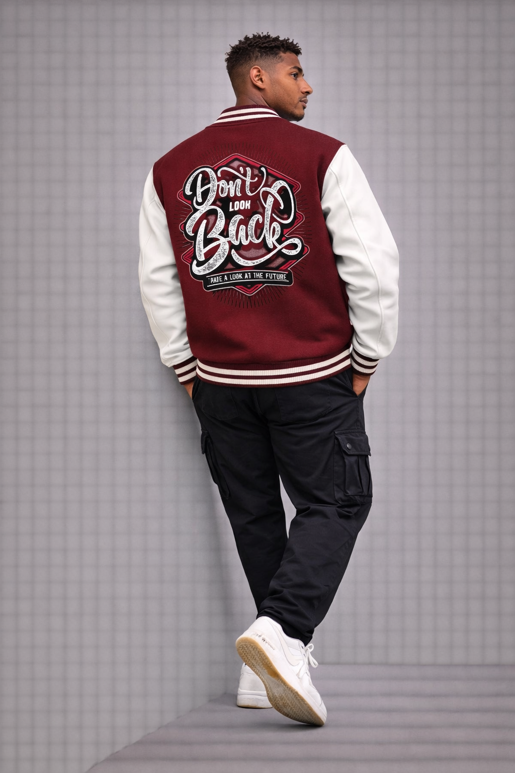"Don’t Look Back Printed" - Unisex Varsity Jacket