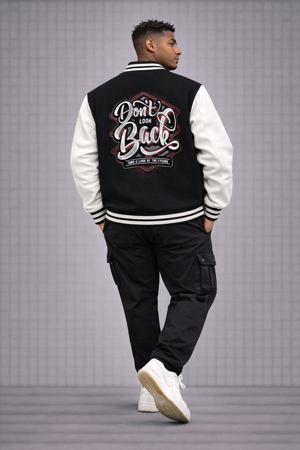 "Don’t Look Back Printed" - Unisex Varsity Jacket