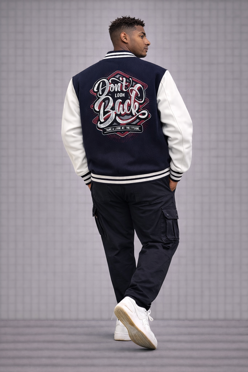 "Don’t Look Back Printed" - Unisex Varsity Jacket