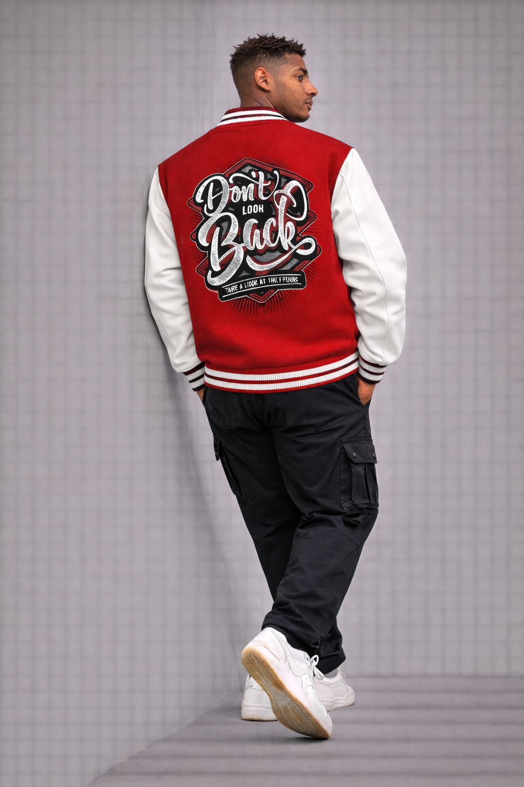 "Don’t Look Back Printed" - Unisex Varsity Jacket