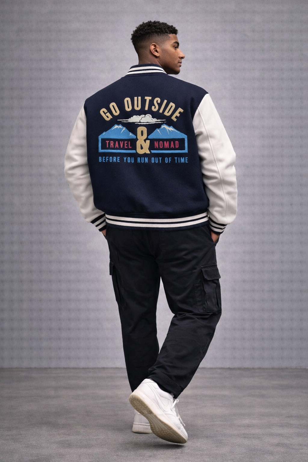 "Go Outside Print" - Unisex Varsity Jacket