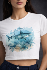 Crop Tee – "Fish Floating Printed"
