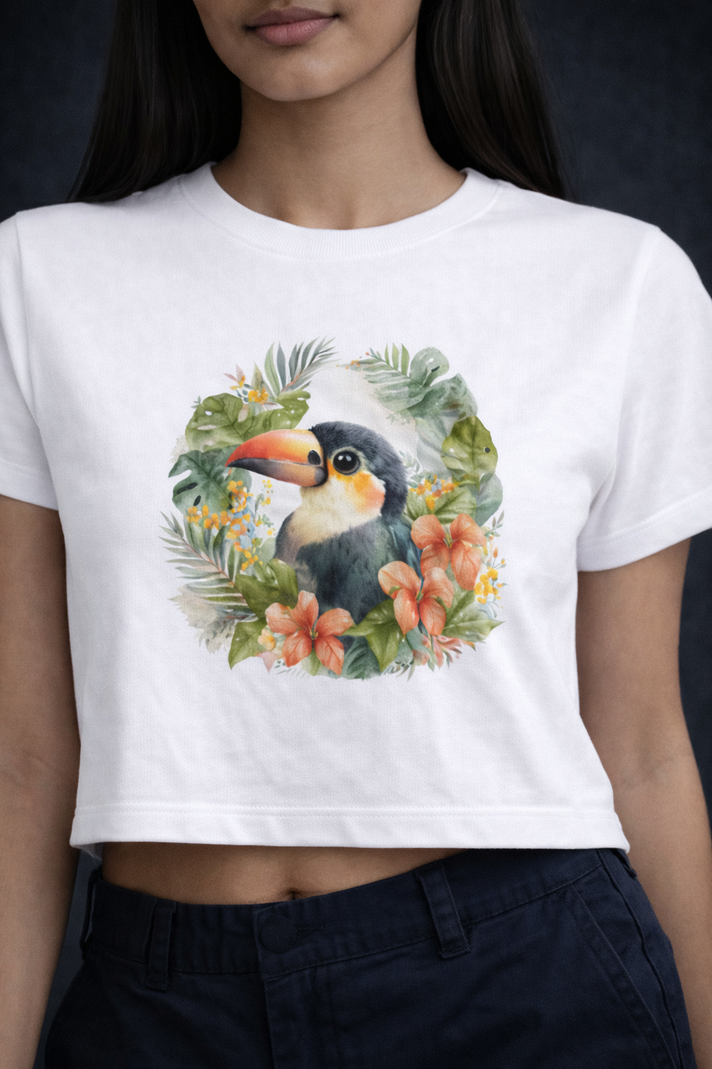 Crop Tee – “Bird Printed”