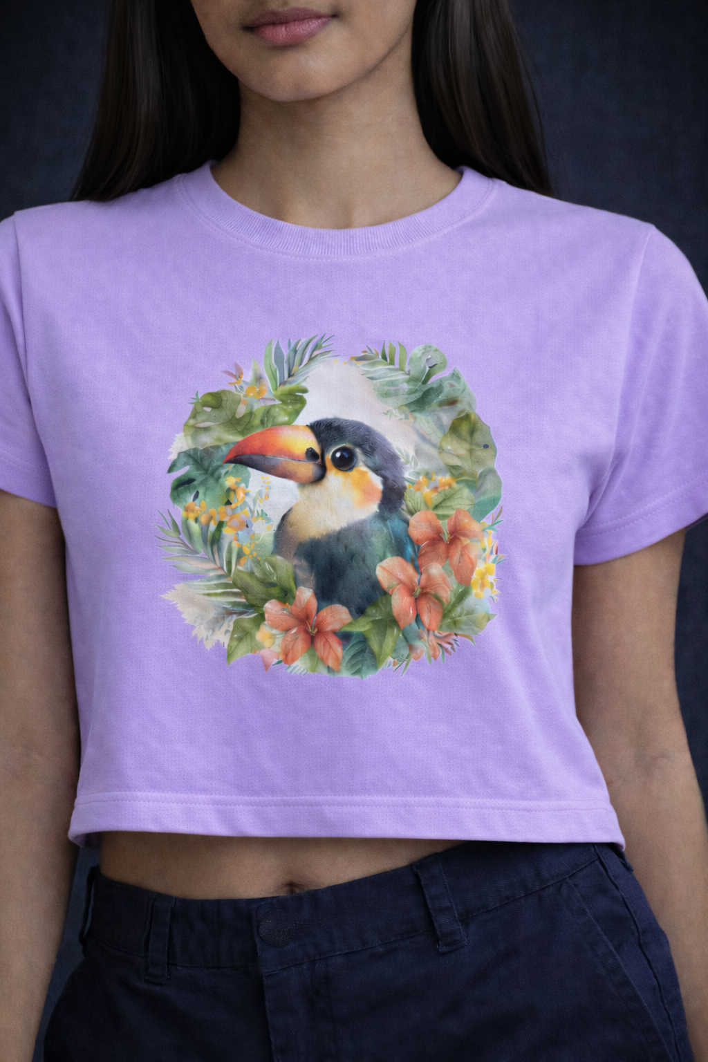Crop Tee – “Bird Printed”