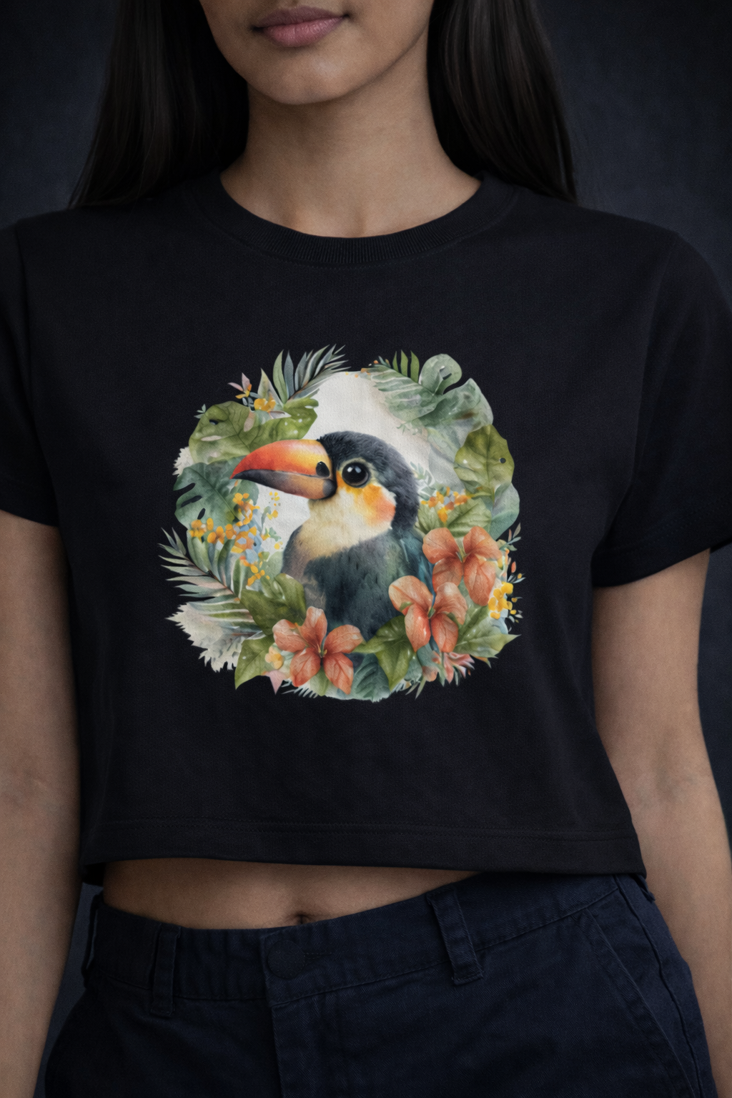 Crop Tee – “Bird Printed”