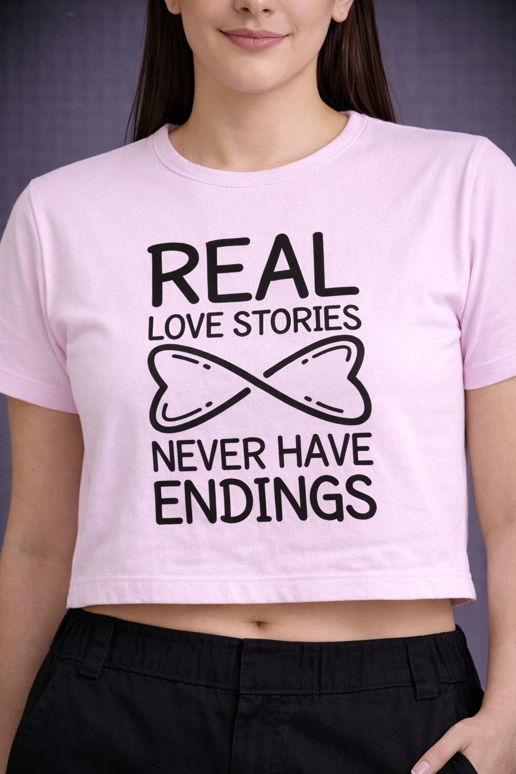 "Real Love Printed" – Crop Tee