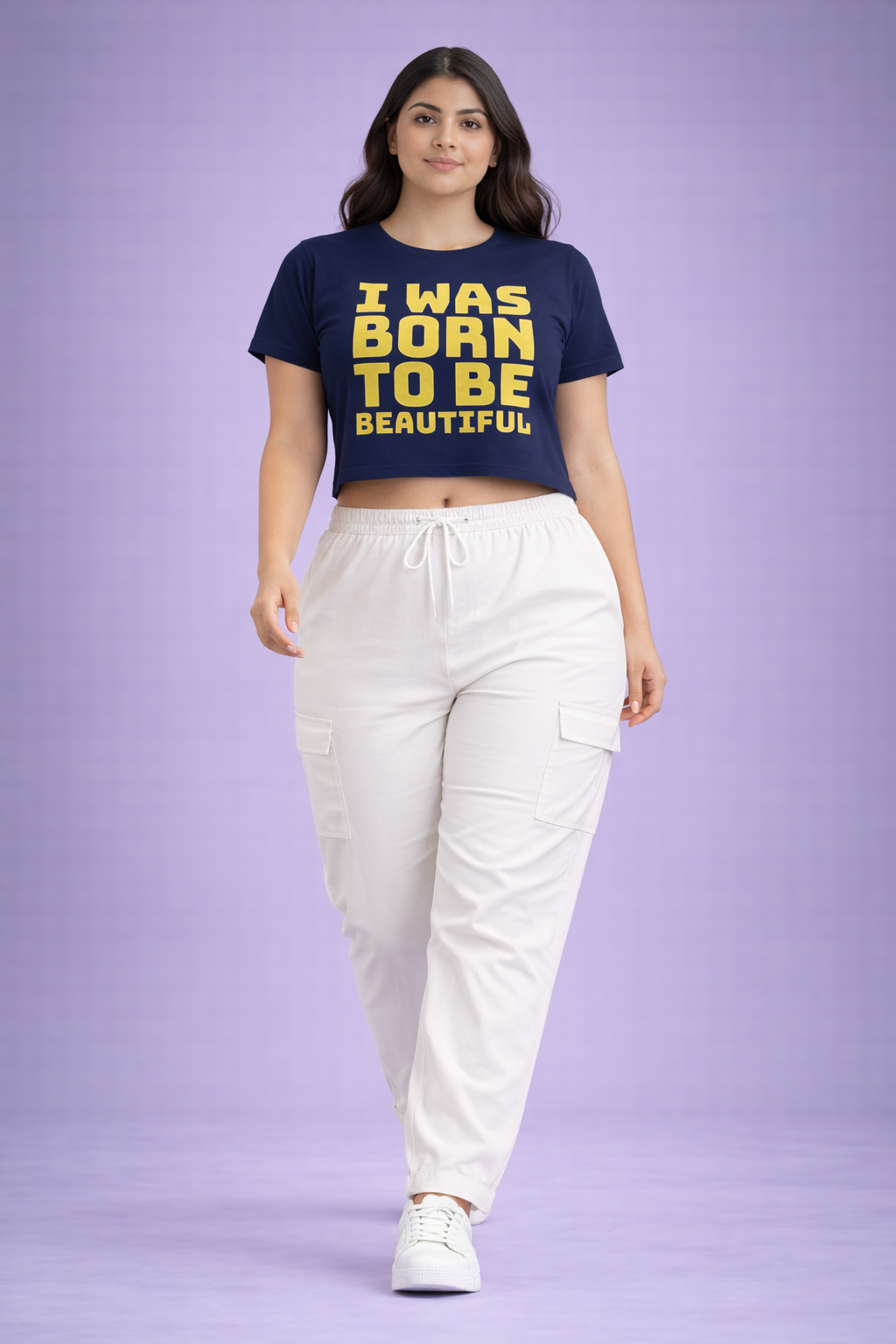 Crop Tee – "I Was Born to Be Beautiful"